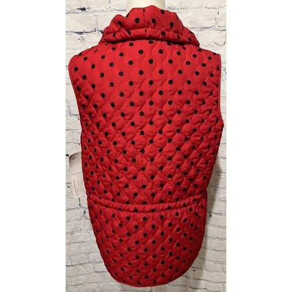 NWT Onque Casual red and black Polka Dot quilted lightweight Zip Front vest L - Picture 4 of 7